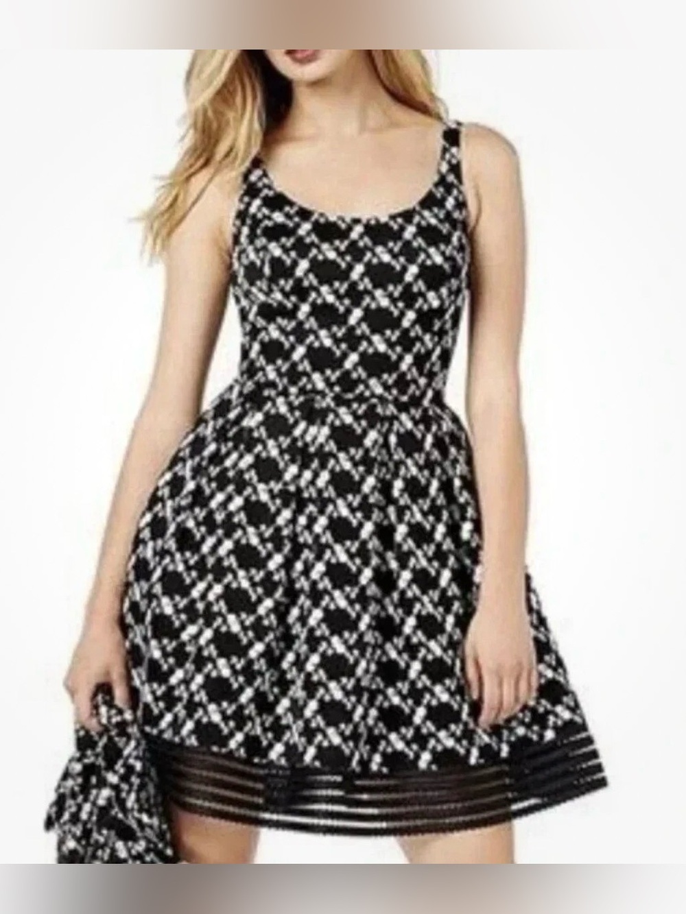 Sachin + Babi Black & White Sleeveless Embroidered Fit & Flare Dress
